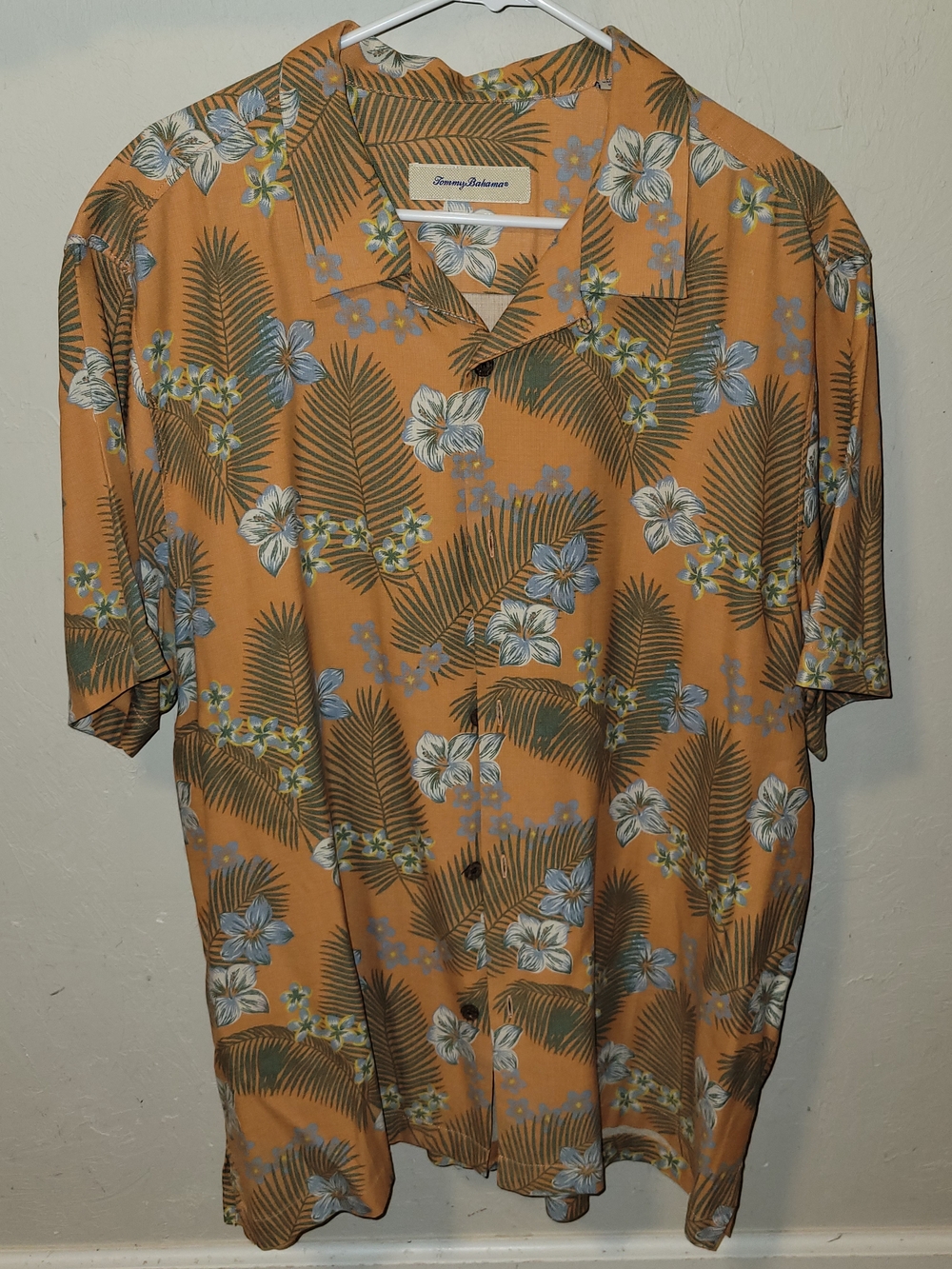 Tommy Bahama Orange Floral & Palm Camp Shirt